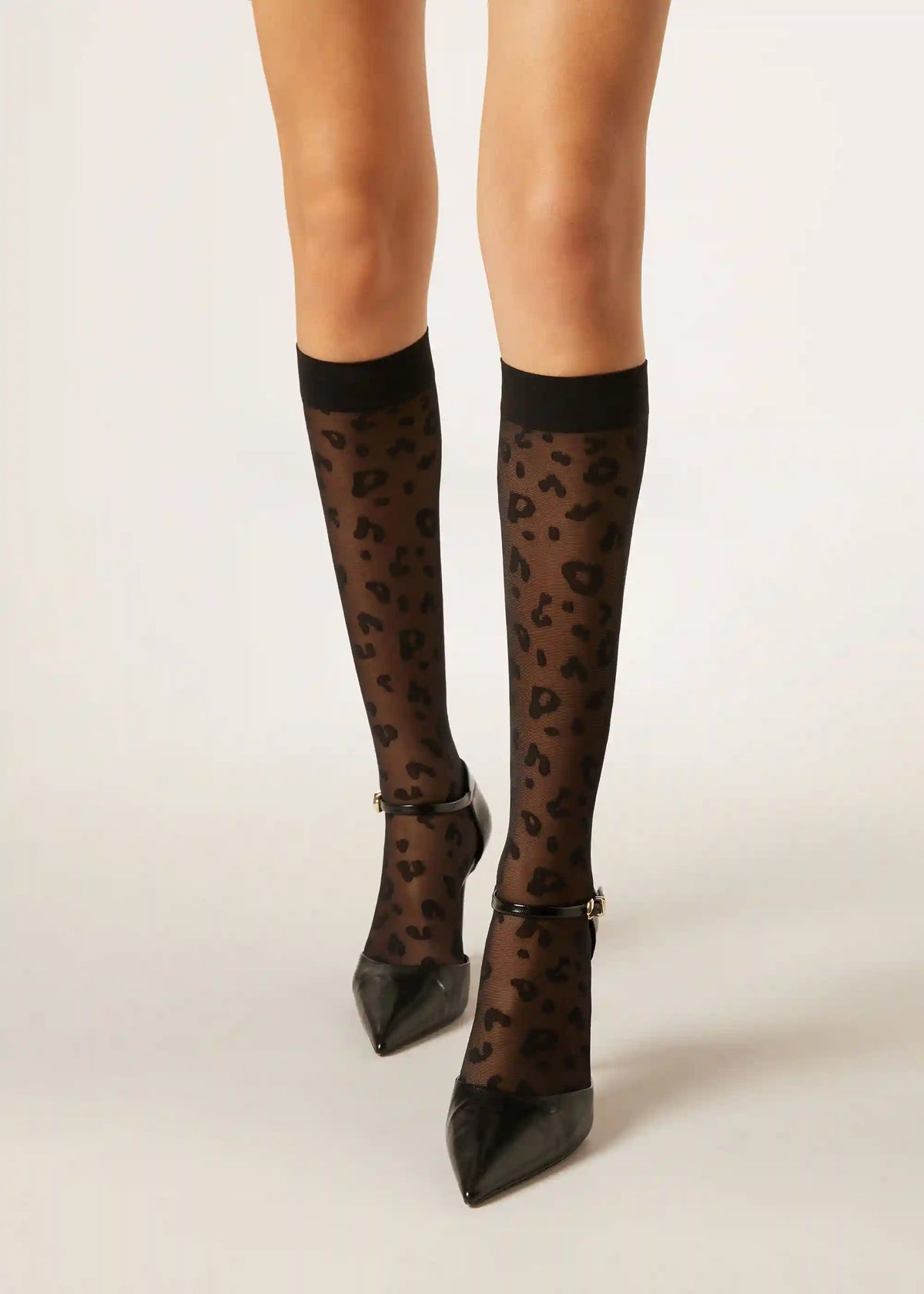 Animal Pattern Sheer Knee-High Socks