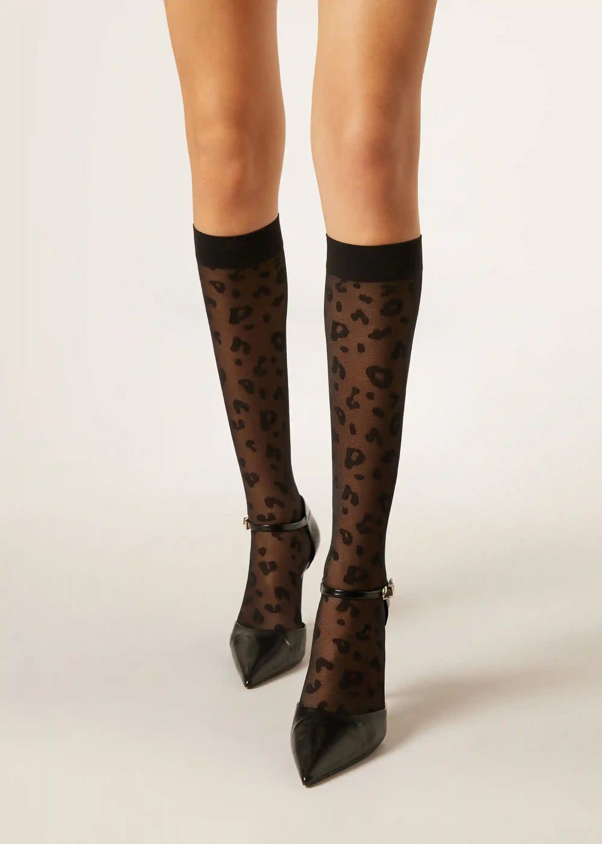 Animal Pattern Sheer Knee-High Socks