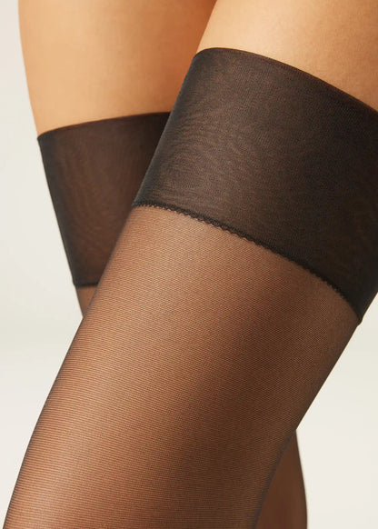 20 Denier Sheer Garter Belt Effect Socks