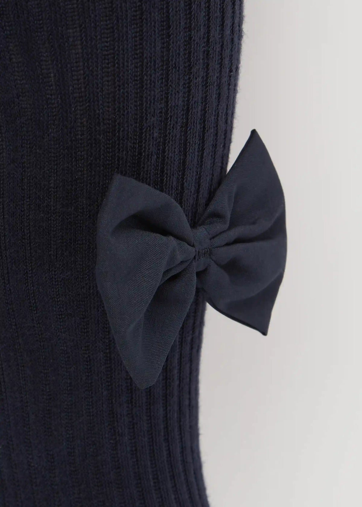 Girls’ Ribbed Cotton Tights with Bow
