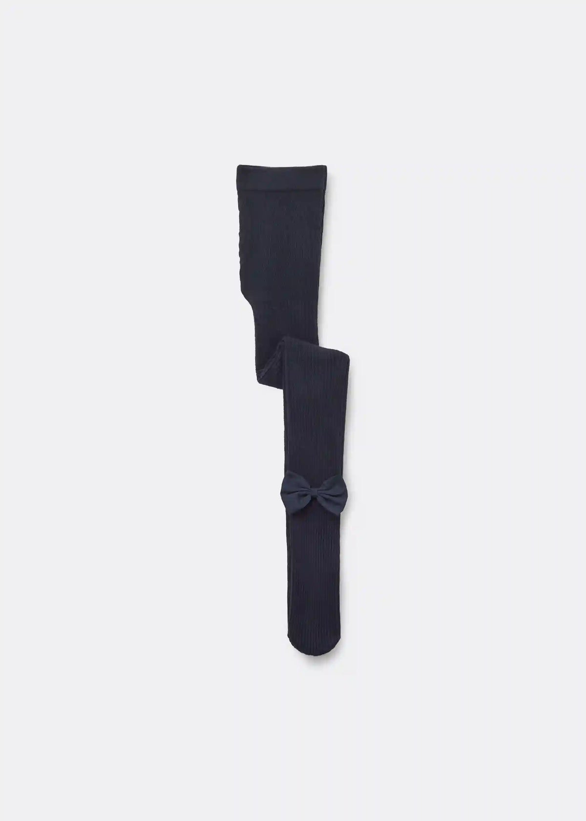 Girls’ Ribbed Cotton Tights with Bow