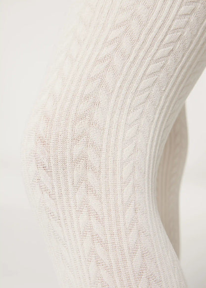 Girls Cable Knit Thermal Tights
