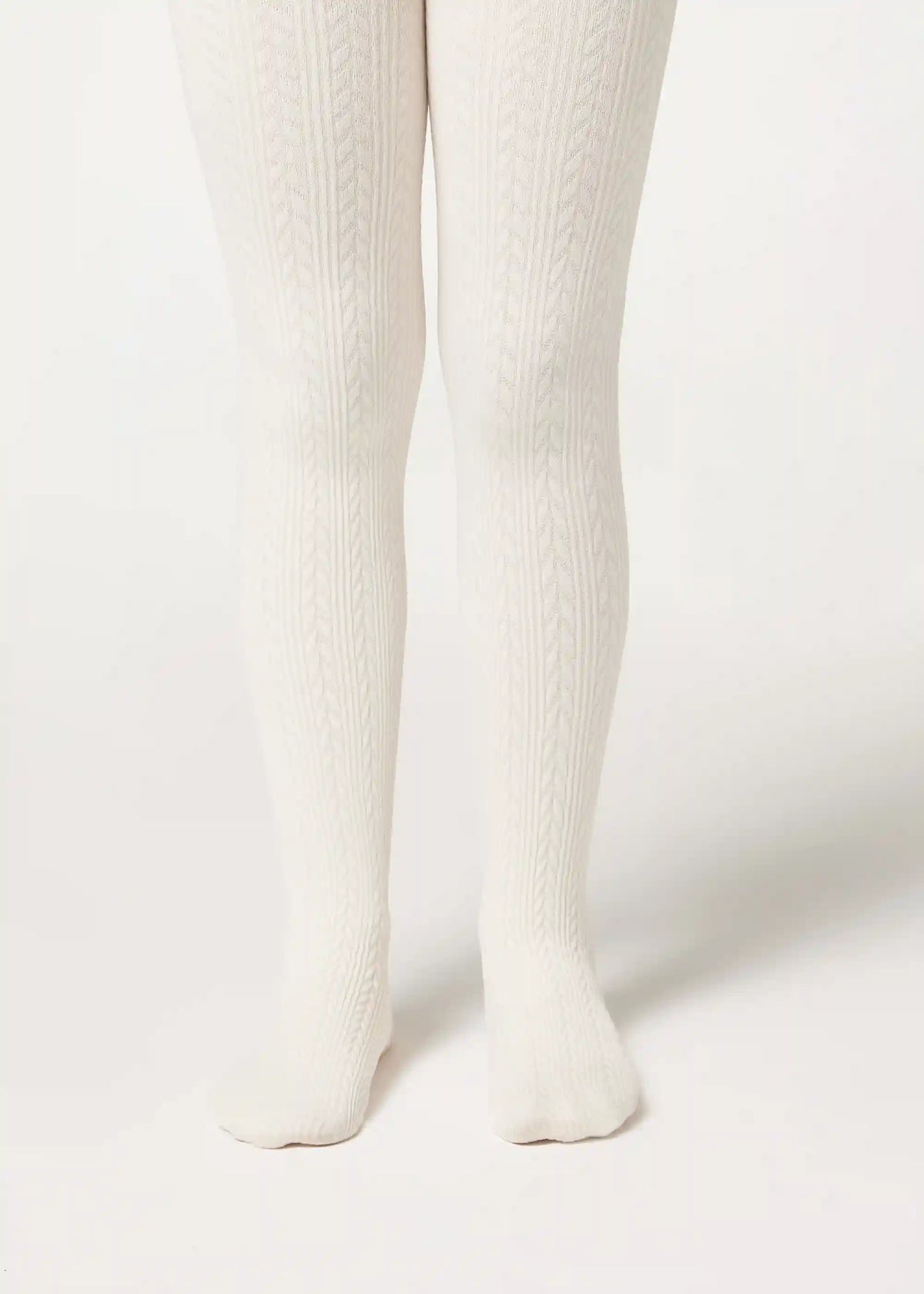 Girls Cable Knit Thermal Tights