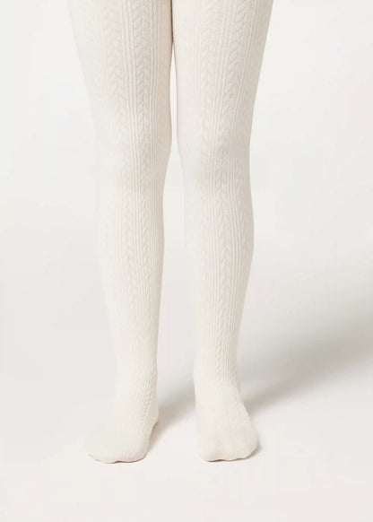 Girls Cable Knit Thermal Tights