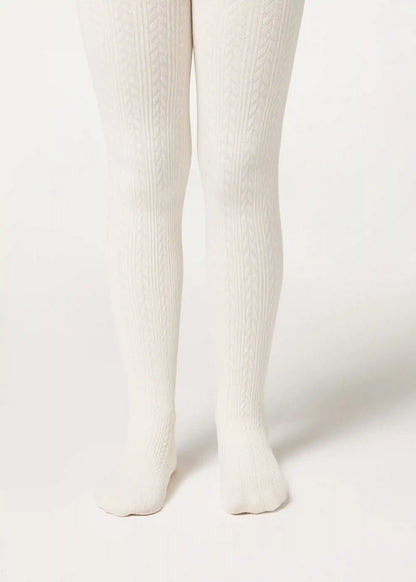 Girls Cable Knit Thermal Tights