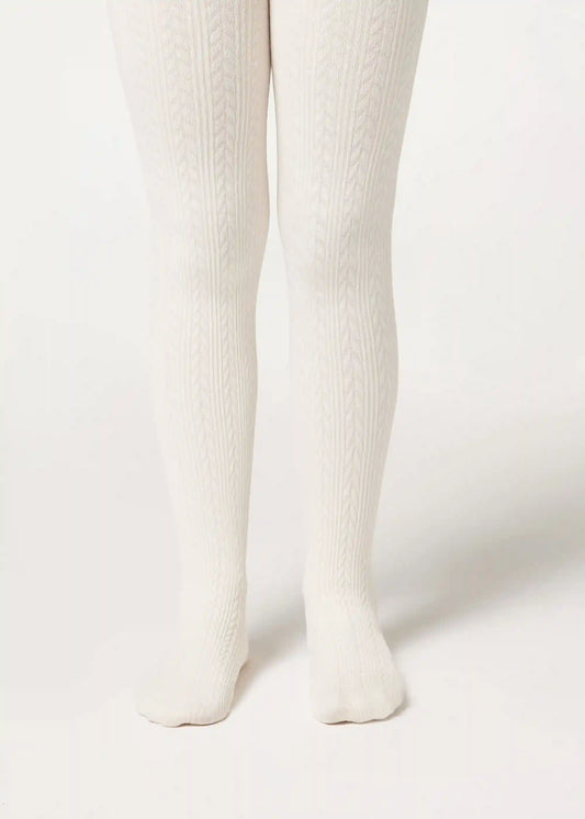 Girls Cable Knit Thermal Tights