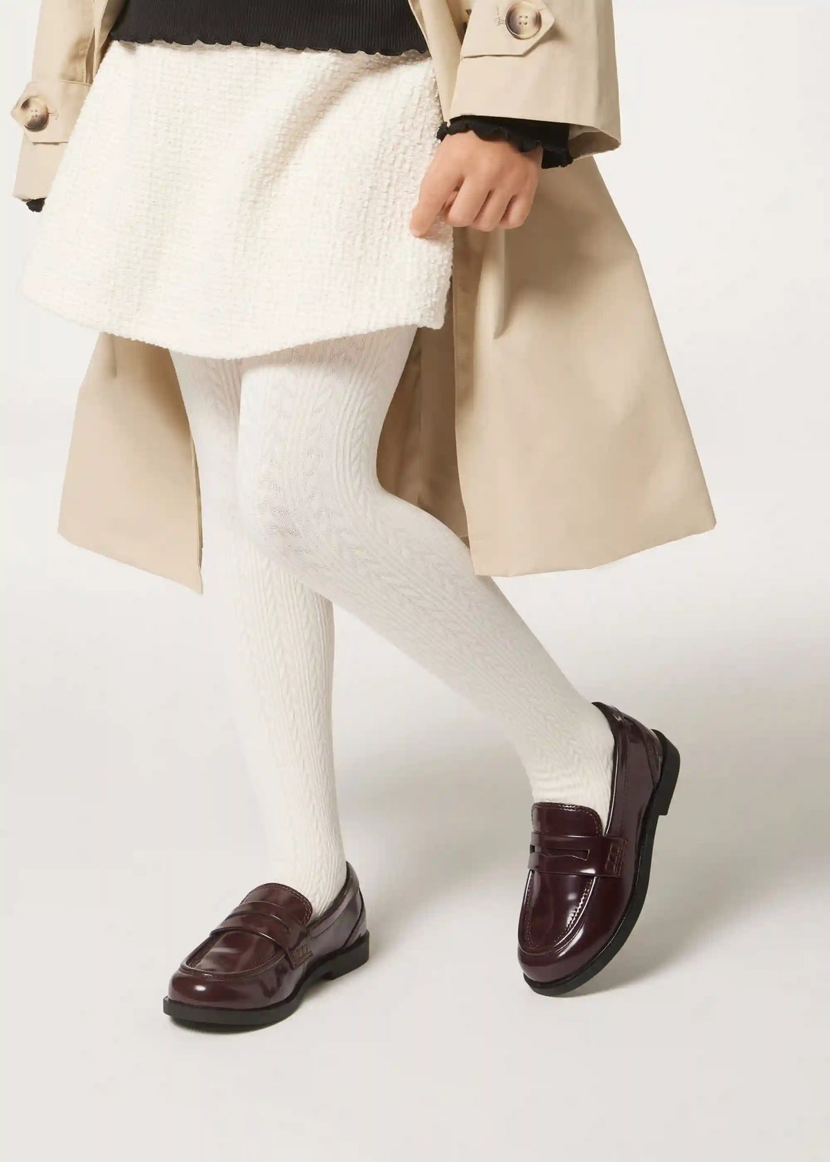 Girls Cable Knit Thermal Tights