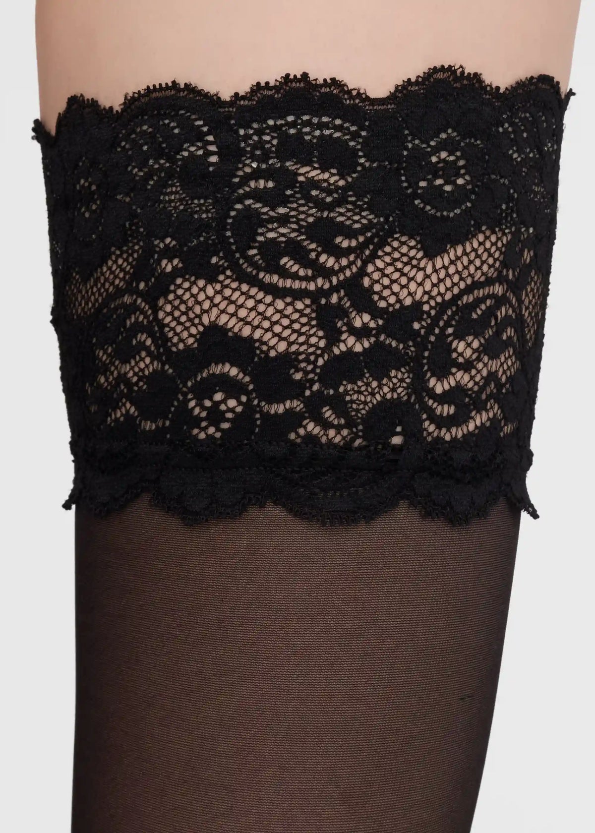 Sheer Lace Ruffle Thigh High Stockings