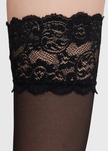Sheer Lace Ruffle Thigh High Stockings