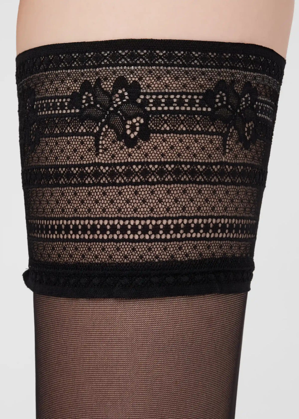 Sheer Thigh High Stockings with Ruffle