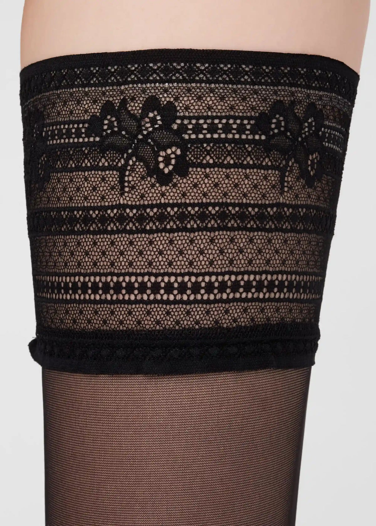 Sheer Thigh High Stockings with Ruffle