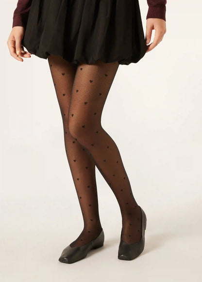 Sheer 30 Denier Mini Heart Tights