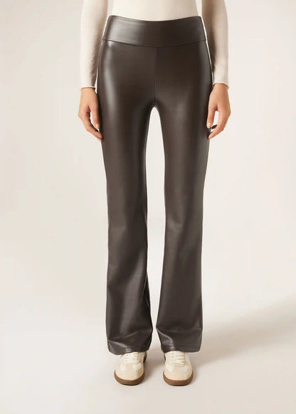 Thermal Flared Pants with Coated Effect